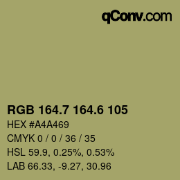 カラーコード: RGB 164.7 164.6 105 | qconv.com