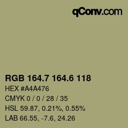 カラーコード: RGB 164.7 164.6 118 | qconv.com