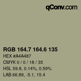 カラーコード: RGB 164.7 164.6 135 | qconv.com