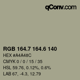 カラーコード: RGB 164.7 164.6 140 | qconv.com