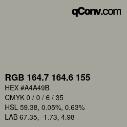 カラーコード: RGB 164.7 164.6 155 | qconv.com