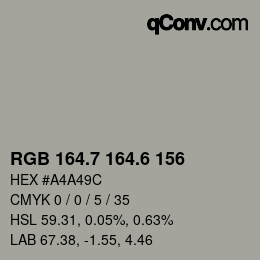 カラーコード: RGB 164.7 164.6 156 | qconv.com