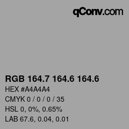 カラーコード: RGB 164.7 164.6 164.6 | qconv.com