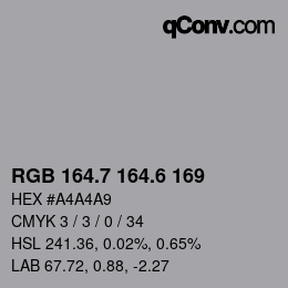 カラーコード: RGB 164.7 164.6 169 | qconv.com