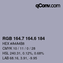 カラーコード: RGB 164.7 164.6 184 | qconv.com