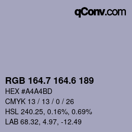 カラーコード: RGB 164.7 164.6 189 | qconv.com