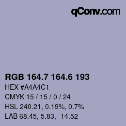 カラーコード: RGB 164.7 164.6 193 | qconv.com
