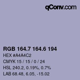 カラーコード: RGB 164.7 164.6 194 | qconv.com