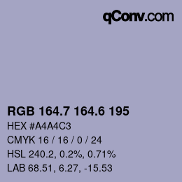 カラーコード: RGB 164.7 164.6 195 | qconv.com