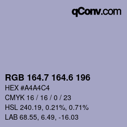 カラーコード: RGB 164.7 164.6 196 | qconv.com