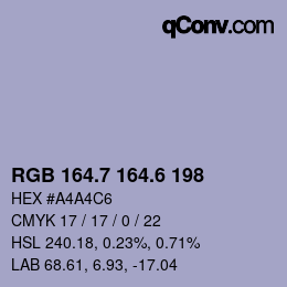 カラーコード: RGB 164.7 164.6 198 | qconv.com
