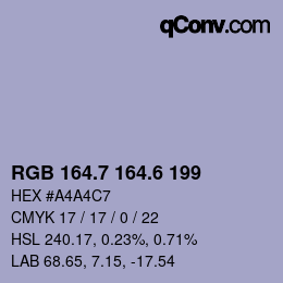 カラーコード: RGB 164.7 164.6 199 | qconv.com