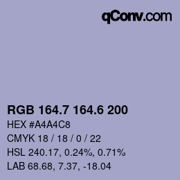 カラーコード: RGB 164.7 164.6 200 | qconv.com