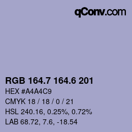 カラーコード: RGB 164.7 164.6 201 | qconv.com