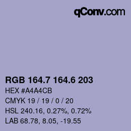 カラーコード: RGB 164.7 164.6 203 | qconv.com