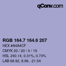カラーコード: RGB 164.7 164.6 207 | qconv.com