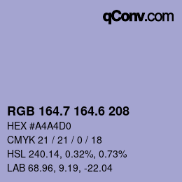 カラーコード: RGB 164.7 164.6 208 | qconv.com