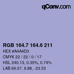 カラーコード: RGB 164.7 164.6 211 | qconv.com
