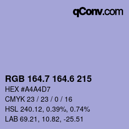 カラーコード: RGB 164.7 164.6 215 | qconv.com