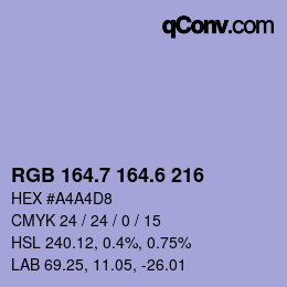カラーコード: RGB 164.7 164.6 216 | qconv.com