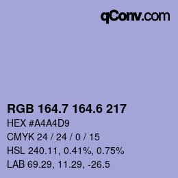 カラーコード: RGB 164.7 164.6 217 | qconv.com