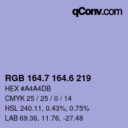 カラーコード: RGB 164.7 164.6 219 | qconv.com