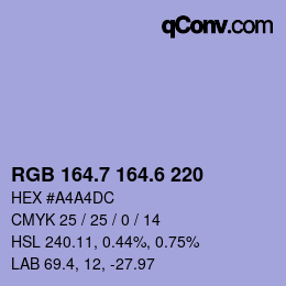 カラーコード: RGB 164.7 164.6 220 | qconv.com