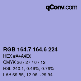 カラーコード: RGB 164.7 164.6 224 | qconv.com
