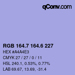 カラーコード: RGB 164.7 164.6 227 | qconv.com