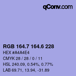 カラーコード: RGB 164.7 164.6 228 | qconv.com