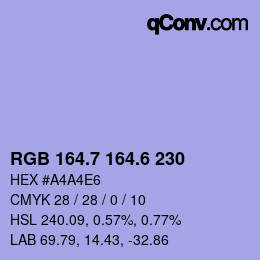 カラーコード: RGB 164.7 164.6 230 | qconv.com