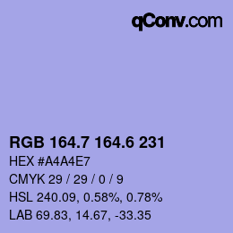 カラーコード: RGB 164.7 164.6 231 | qconv.com