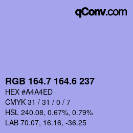 カラーコード: RGB 164.7 164.6 237 | qconv.com