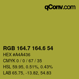 カラーコード: RGB 164.7 164.6 54 | qconv.com