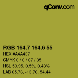 カラーコード: RGB 164.7 164.6 55 | qconv.com