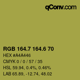 カラーコード: RGB 164.7 164.6 70 | qconv.com
