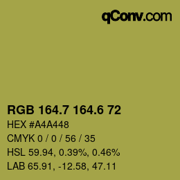 カラーコード: RGB 164.7 164.6 72 | qconv.com