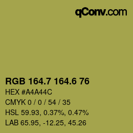 カラーコード: RGB 164.7 164.6 76 | qconv.com