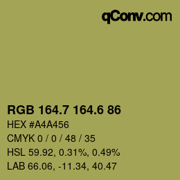 カラーコード: RGB 164.7 164.6 86 | qconv.com