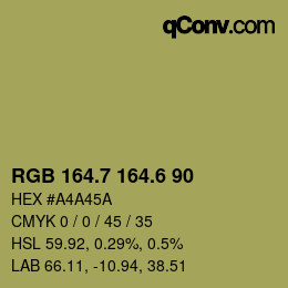 カラーコード: RGB 164.7 164.6 90 | qconv.com