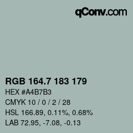 カラーコード: RGB 164.7 183 179 | qconv.com
