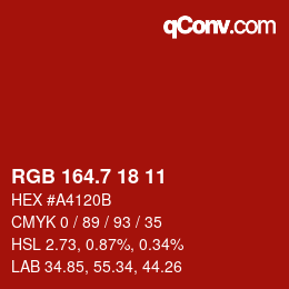カラーコード: RGB 164.7 18 11 | qconv.com