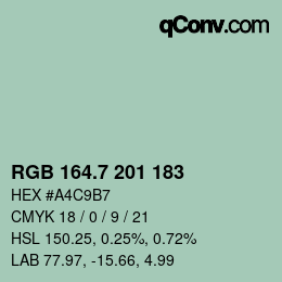 カラーコード: RGB 164.7 201 183 | qconv.com
