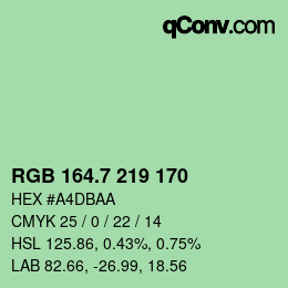 カラーコード: RGB 164.7 219 170 | qconv.com
