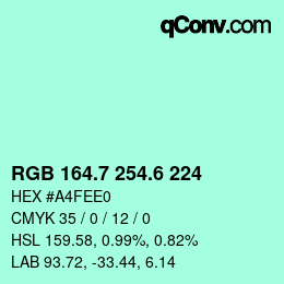 カラーコード: RGB 164.7 254.6 224 | qconv.com