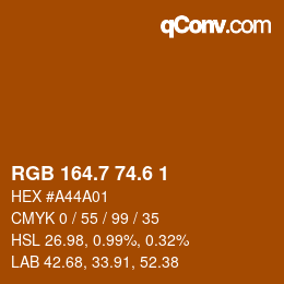 カラーコード: RGB 164.7 74.6 1 | qconv.com
