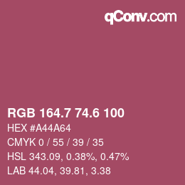 カラーコード: RGB 164.7 74.6 100 | qconv.com