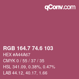 カラーコード: RGB 164.7 74.6 103 | qconv.com