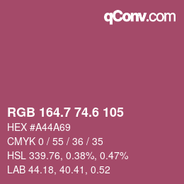 カラーコード: RGB 164.7 74.6 105 | qconv.com