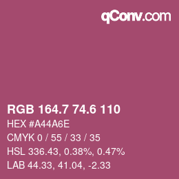 カラーコード: RGB 164.7 74.6 110 | qconv.com